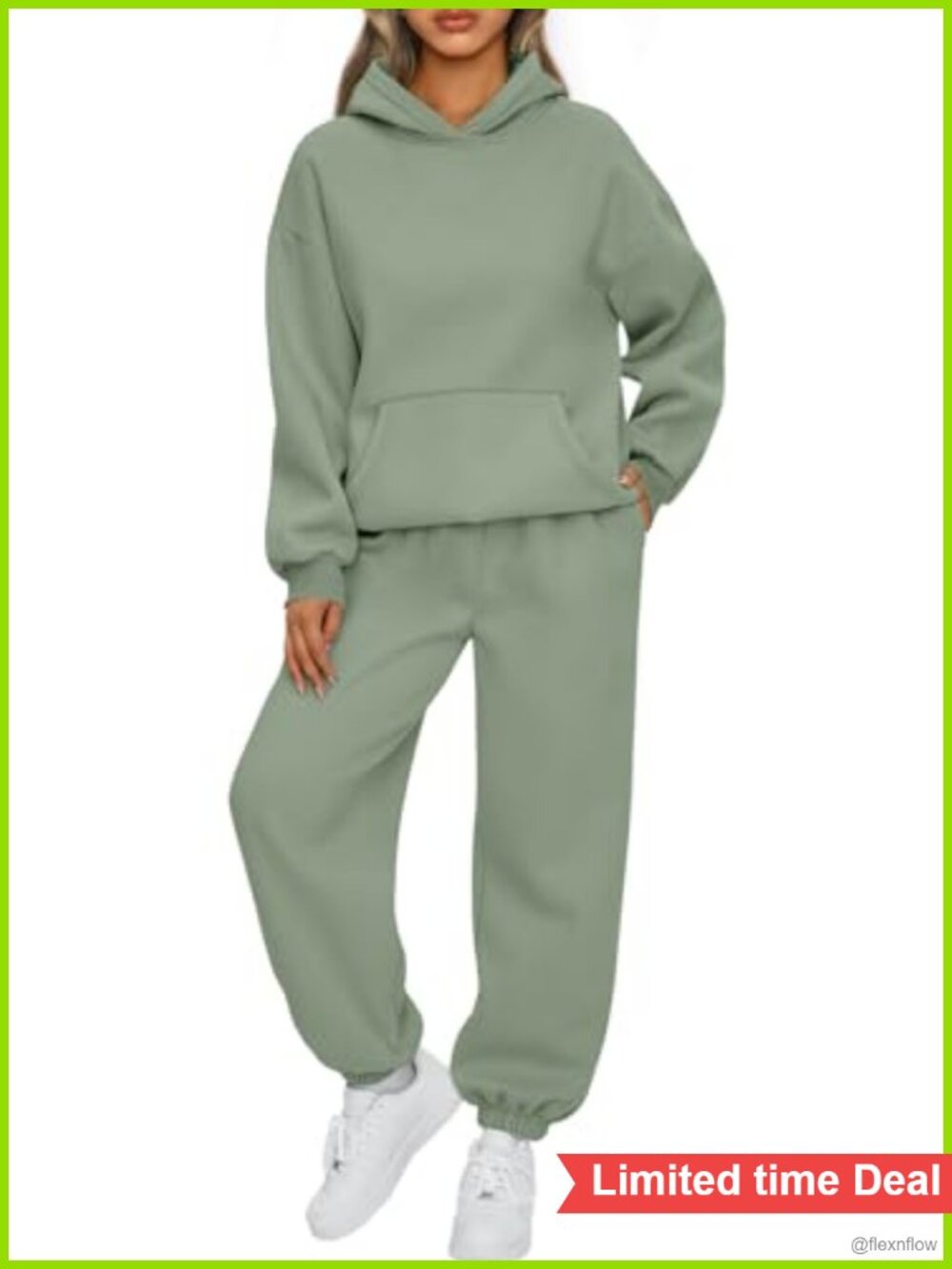 2 Piece Lounge Sweat Set Oversized Fleece Hoodie & Joggers Matching Sweatsuit